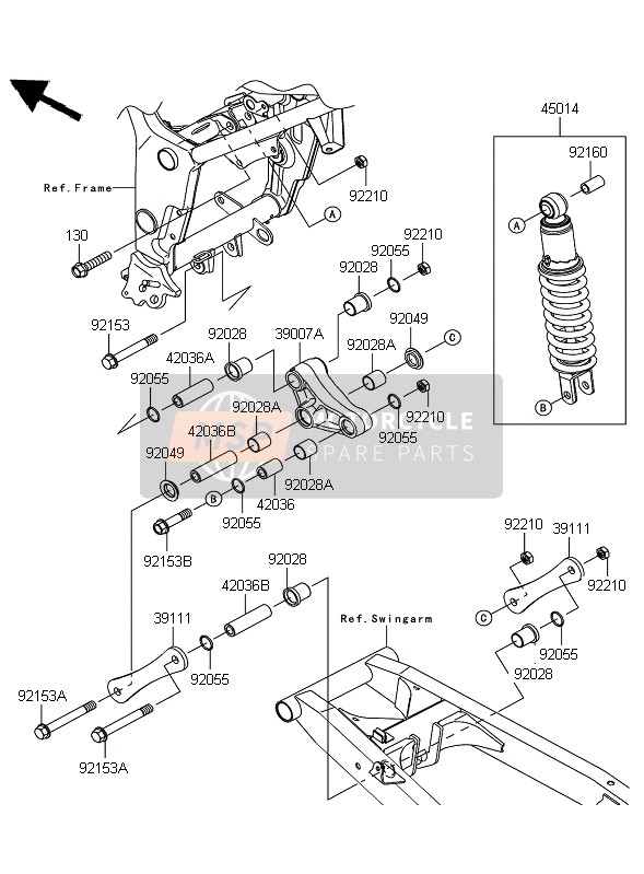 390070159, ARM-SUSP,Uni Trak EX250KAF, Kawasaki, 1