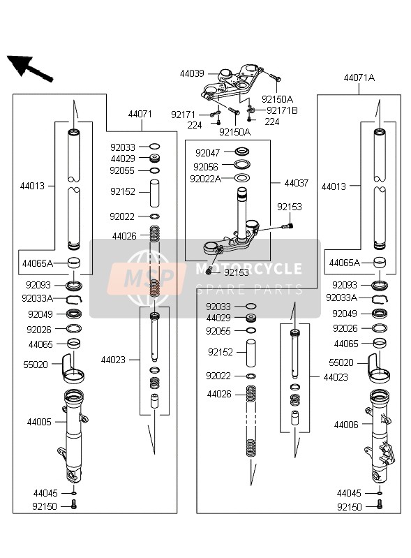 Kawasaki NINJA 250R 2010 Front Fork for a 2010 Kawasaki NINJA 250R