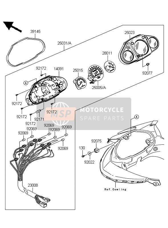 Kawasaki NINJA 250R 2010 Meter for a 2010 Kawasaki NINJA 250R