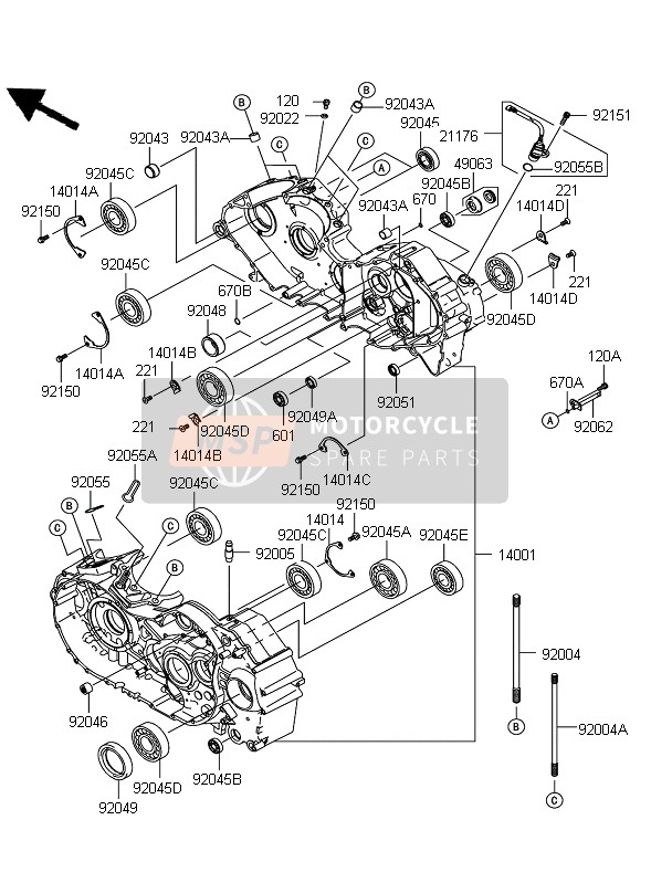 Kawasaki VN2000 CLASSIC 2010 Crankcase for a 2010 Kawasaki VN2000 CLASSIC