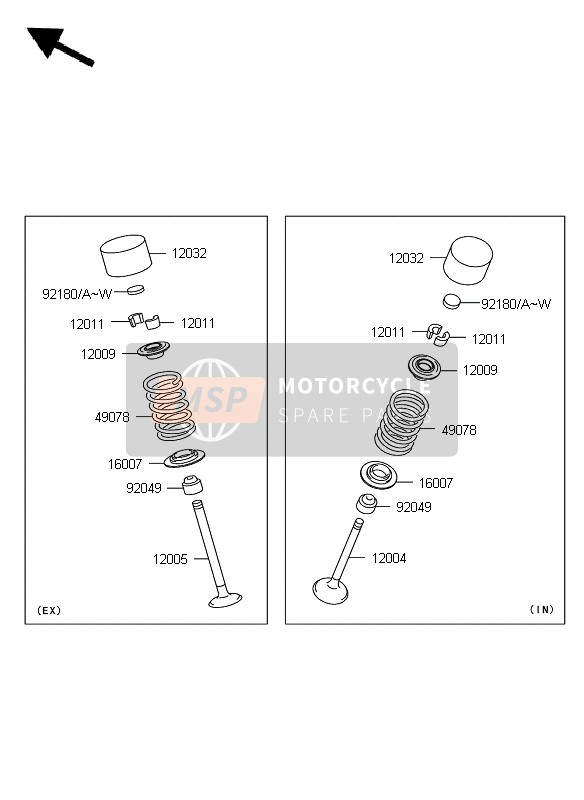 Kawasaki Z750 2010 Klep voor een 2010 Kawasaki Z750