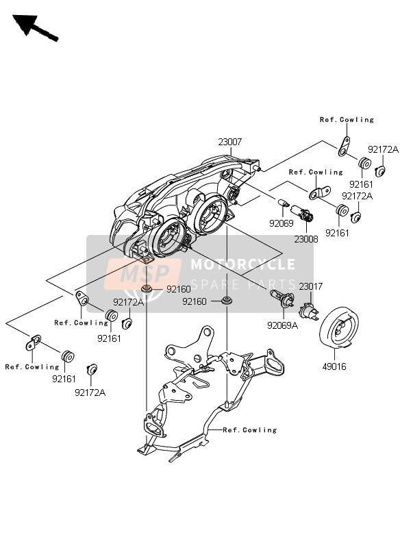 Kawasaki Z750 2010 SCHEINWERFER für ein 2010 Kawasaki Z750