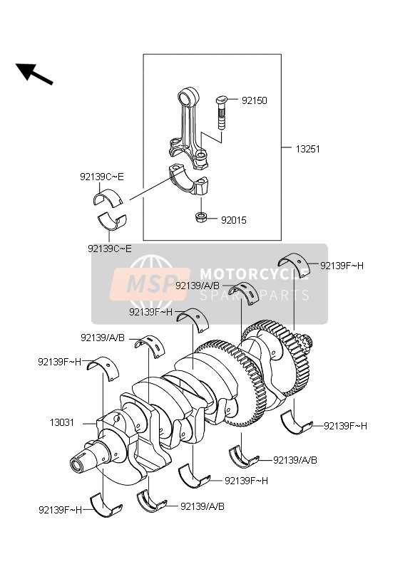 Kawasaki Z1000 2010 Cigüeñal para un 2010 Kawasaki Z1000