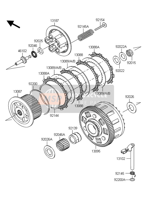 Kawasaki Z1000 2010 Embrague para un 2010 Kawasaki Z1000