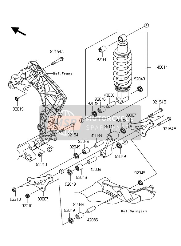 Kawasaki Z1000 2010 AUFHÄNGUNG & STOSSDÄMPFER für ein 2010 Kawasaki Z1000