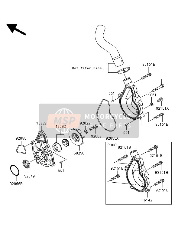 Kawasaki ER-6N 2006 Water Pump for a 2006 Kawasaki ER-6N