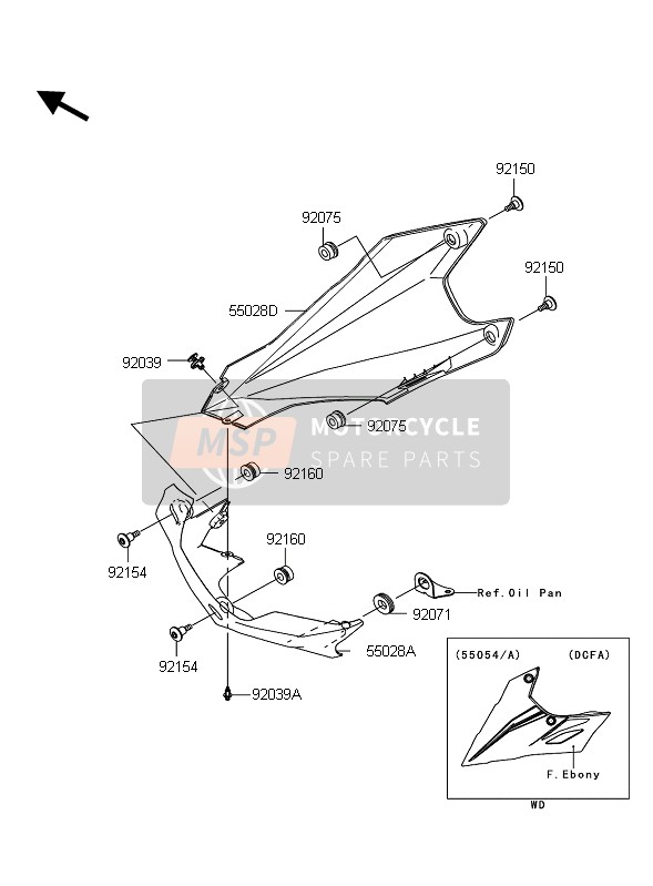 Kawasaki Z1000 2010 Cubierta inferior para un 2010 Kawasaki Z1000