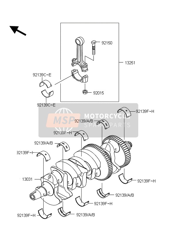 Kawasaki Z1000 ABS 2010 Vilebrequin pour un 2010 Kawasaki Z1000 ABS