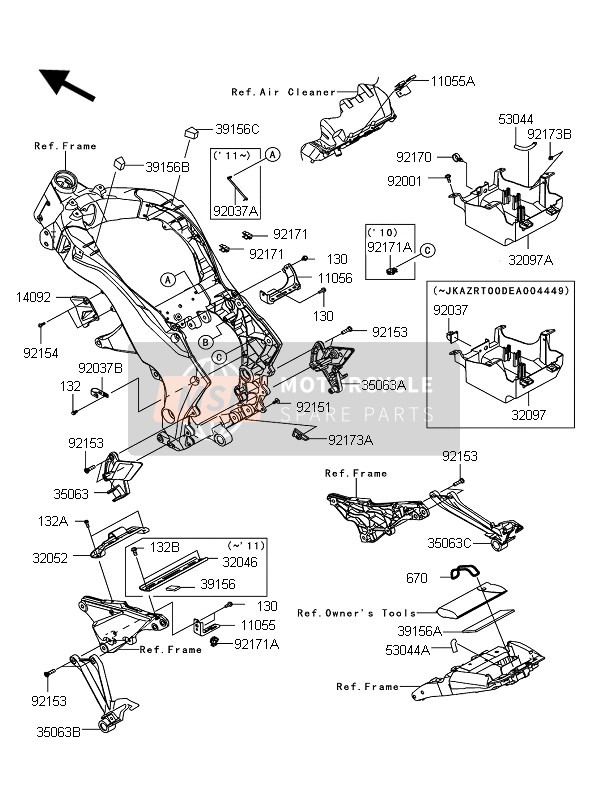 Kawasaki Z1000 ABS 2010 Frame Fittings for a 2010 Kawasaki Z1000 ABS