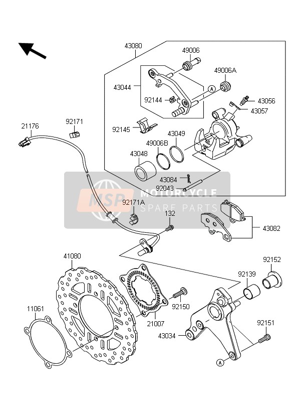 Kawasaki Z1000 ABS 2010 Freno trasero para un 2010 Kawasaki Z1000 ABS