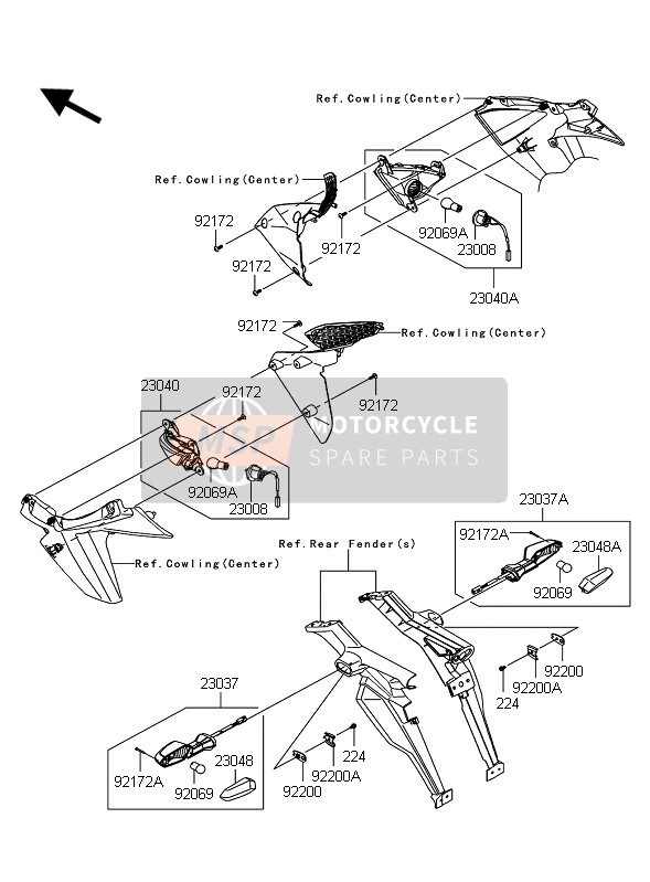 Kawasaki Z1000 ABS 2010 Clignotants pour un 2010 Kawasaki Z1000 ABS