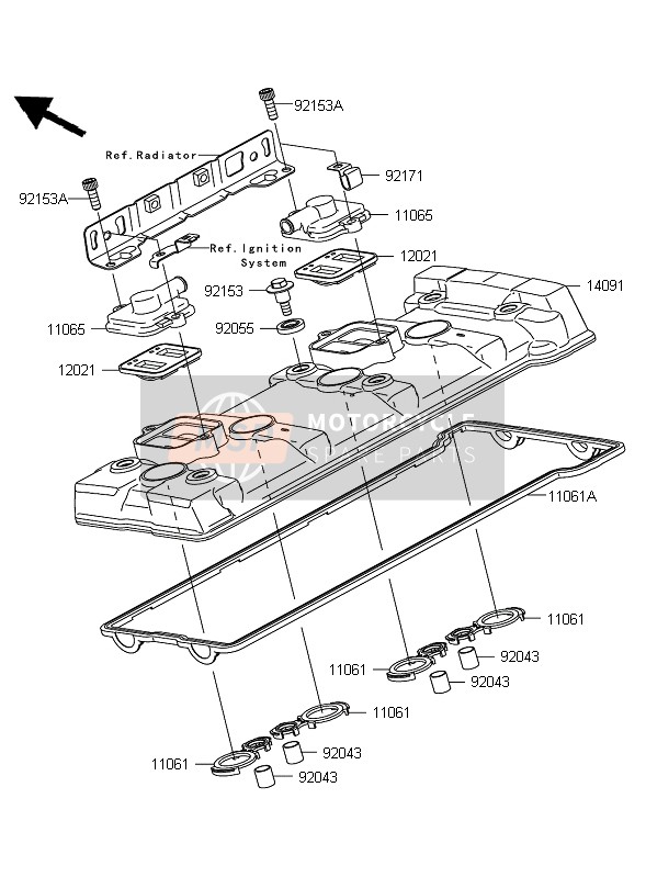 Kawasaki ZZR1400 ABS 2010 Cylinder Head Cover for a 2010 Kawasaki ZZR1400 ABS