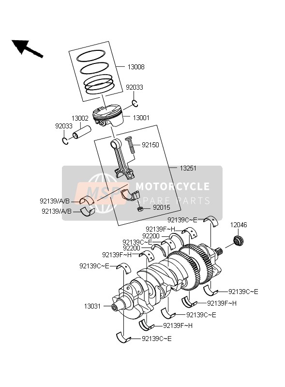 Kawasaki ZZR1400 ABS 2010 Crankshaft & Piston for a 2010 Kawasaki ZZR1400 ABS