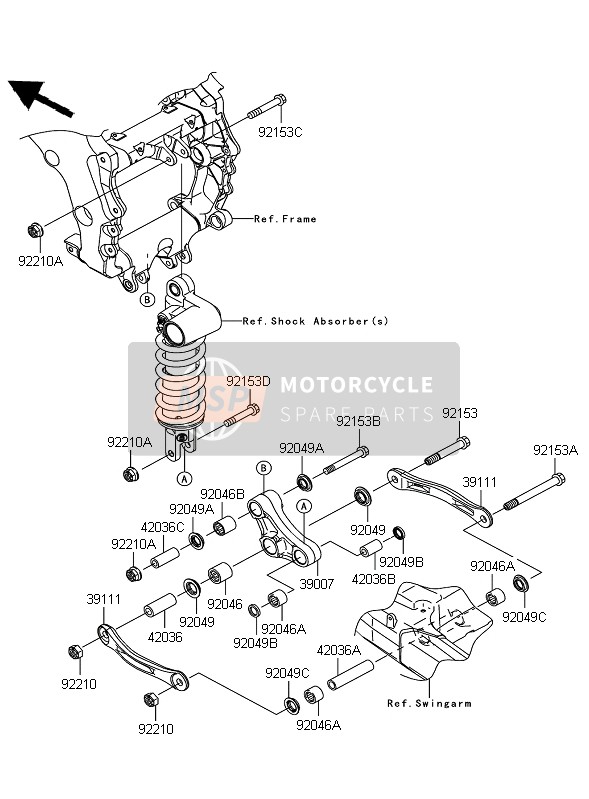 Kawasaki ZZR1400 ABS 2010 Suspensie voor een 2010 Kawasaki ZZR1400 ABS