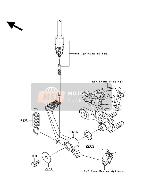 Kawasaki ZZR1400 ABS 2010 Brake Pedal for a 2010 Kawasaki ZZR1400 ABS