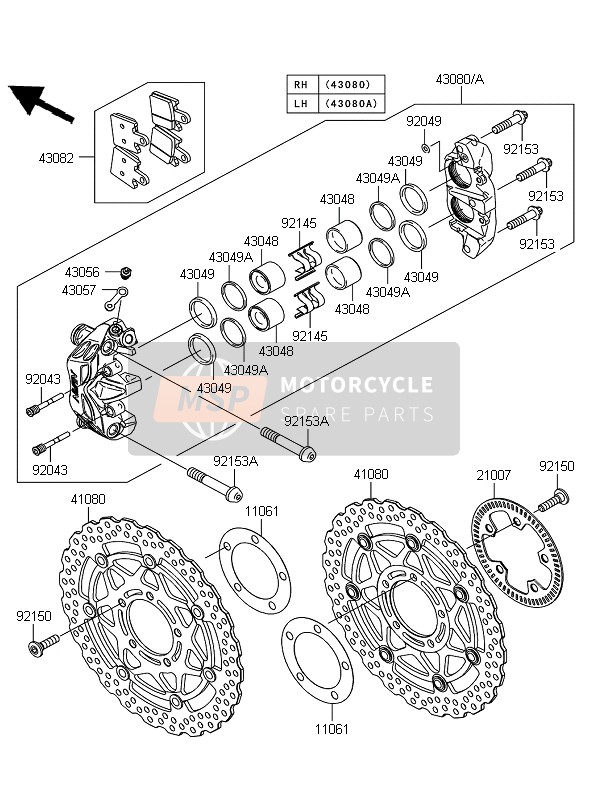 Kawasaki ZZR1400 ABS 2010 Front Brake for a 2010 Kawasaki ZZR1400 ABS