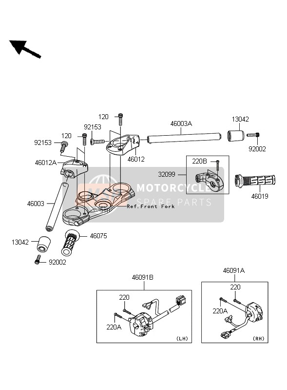 Kawasaki ZZR1400 ABS 2010 Manubrio per un 2010 Kawasaki ZZR1400 ABS