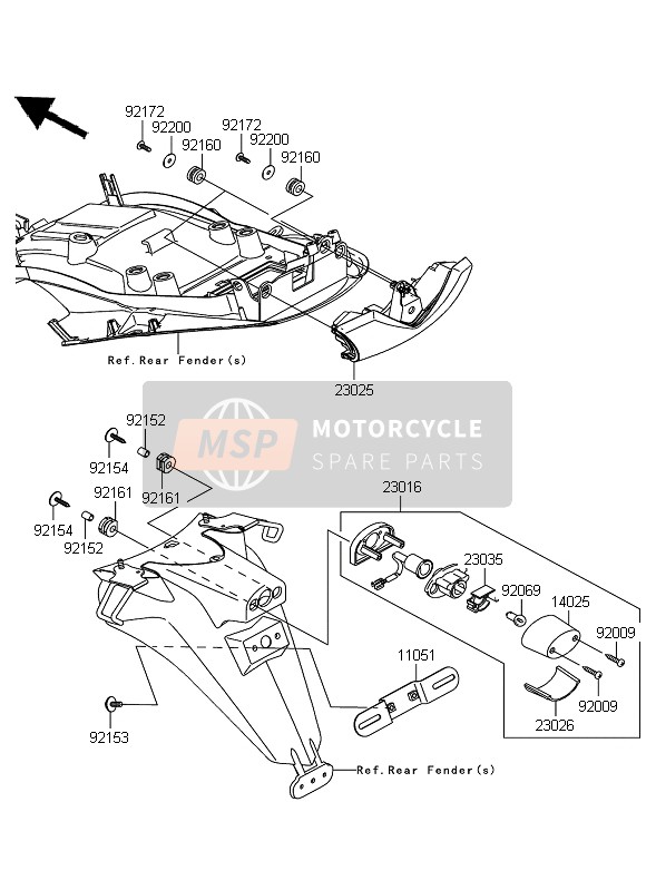 Kawasaki ZZR1400 ABS 2010 RÜCKLICHT für ein 2010 Kawasaki ZZR1400 ABS