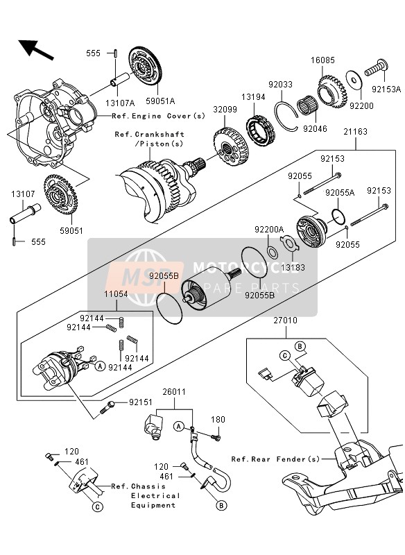 Kawasaki NINJA ZX-6R 2010 Startmotor voor een 2010 Kawasaki NINJA ZX-6R