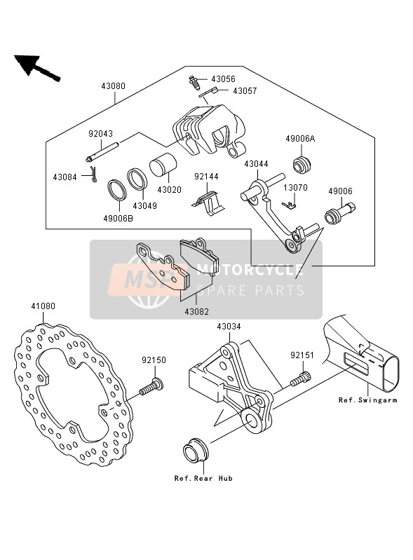 Kawasaki ER-6N 2006 BREMSE HINTEN für ein 2006 Kawasaki ER-6N