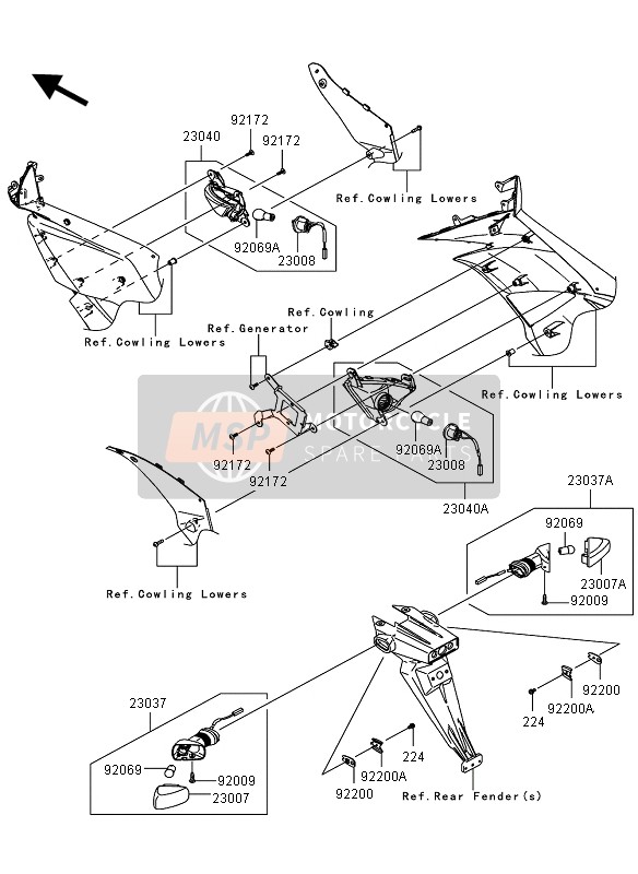 Kawasaki NINJA ZX-6R 2010 Turn Signals for a 2010 Kawasaki NINJA ZX-6R