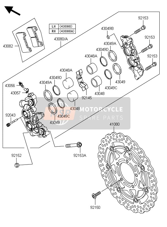 Kawasaki NINJA ZX-10R 2010 BREMSE VORNE für ein 2010 Kawasaki NINJA ZX-10R