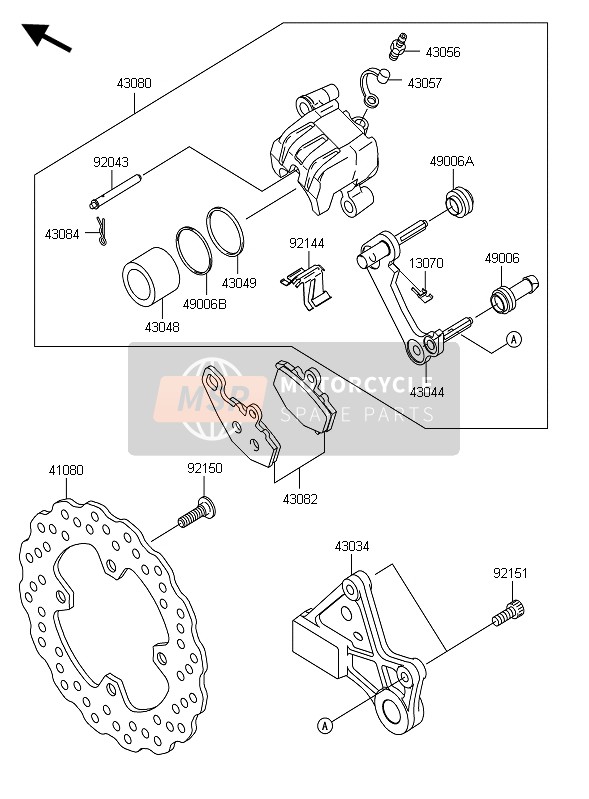 Kawasaki NINJA ZX-10R 2010 Rear Brake for a 2010 Kawasaki NINJA ZX-10R