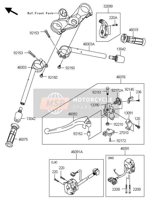 Kawasaki NINJA ZX-10R 2010 Handlebar for a 2010 Kawasaki NINJA ZX-10R