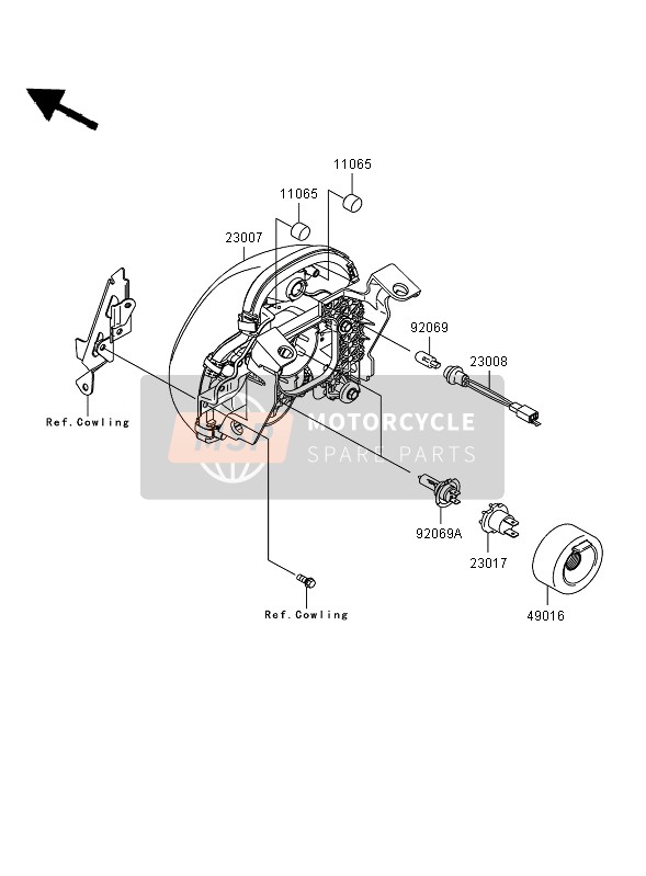 Kawasaki ER-6N 2006 Headlight for a 2006 Kawasaki ER-6N