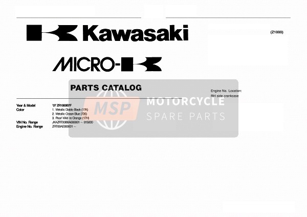 Kawasaki Z1000 2007 Modellidentifikation für ein 2007 Kawasaki Z1000