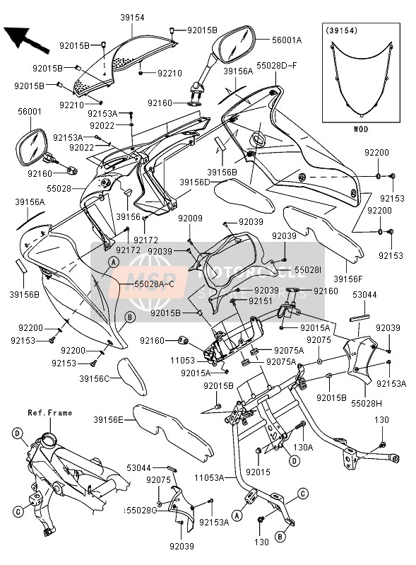 391560105, Pad,Uppcowling,Side,Rh,Upp, Kawasaki, 0