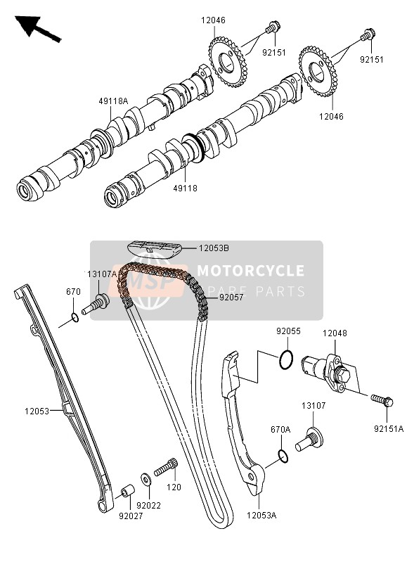 Kawasaki NINJA ZX-6R 2005 Camshaft & Tensioner for a 2005 Kawasaki NINJA ZX-6R