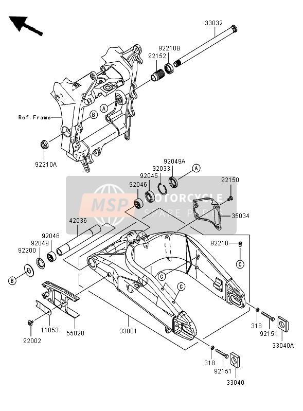 Kawasaki NINJA ZX-6R 2005 Swing Arm for a 2005 Kawasaki NINJA ZX-6R