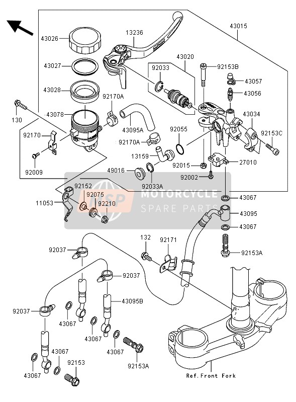 430340002, HOLDER-BRAKE,Mastercylinder, Kawasaki, 0