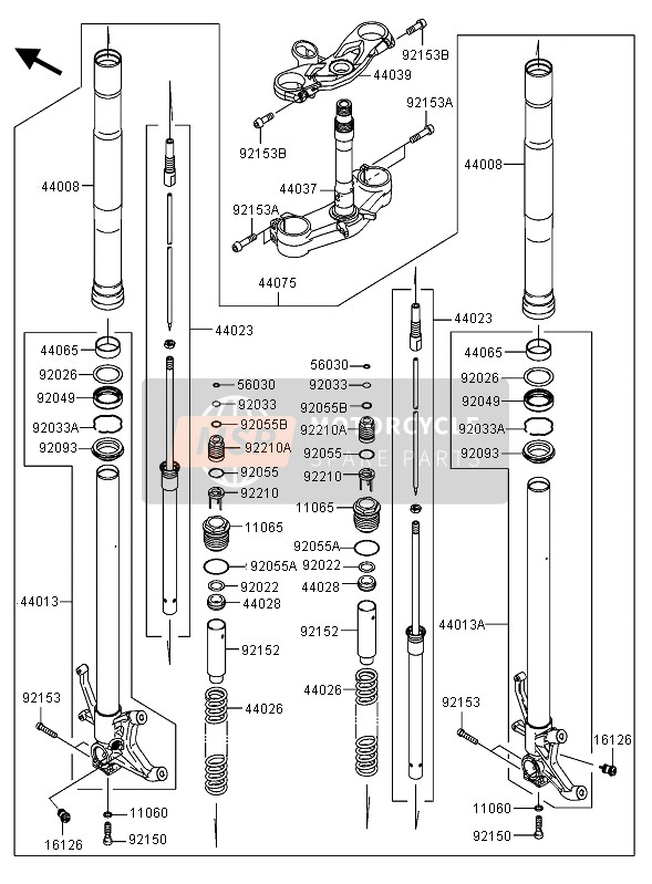 440130022, PIPE-FORKINNER,Lh, Kawasaki, 0