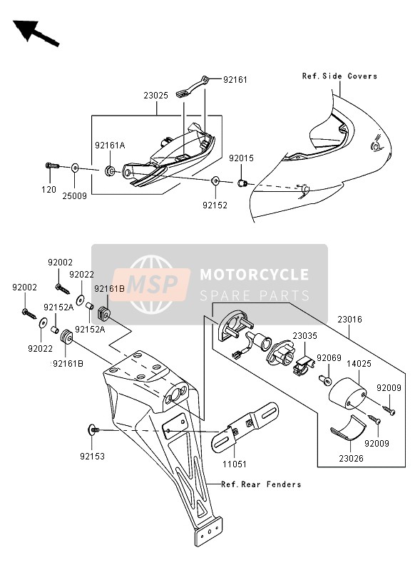 Kawasaki NINJA ZX-6R 2005 Achterlicht voor een 2005 Kawasaki NINJA ZX-6R