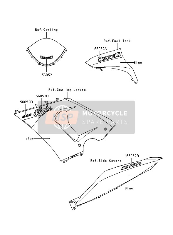 560520509, Mark, Cnt Cowling, 636, Kawasaki, 0