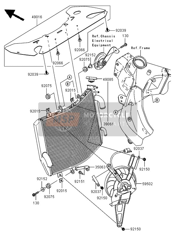 Kawasaki NINJA ZX-6RR 2005 Radiateur pour un 2005 Kawasaki NINJA ZX-6RR