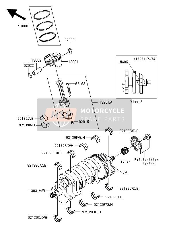 921390034, Bushing,Crank #2&#4,Brown, Kawasaki, 2