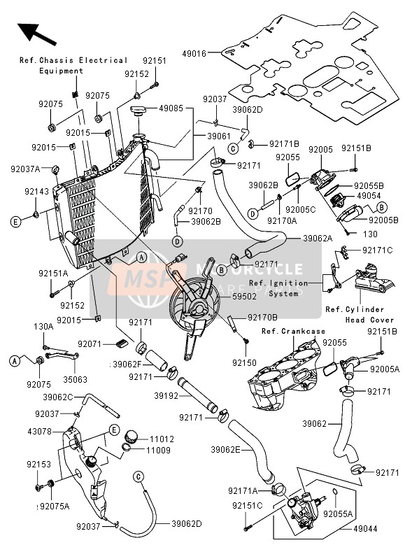 390620065, HOSE-COOLING,PIPE-WATER Pump, Kawasaki, 0