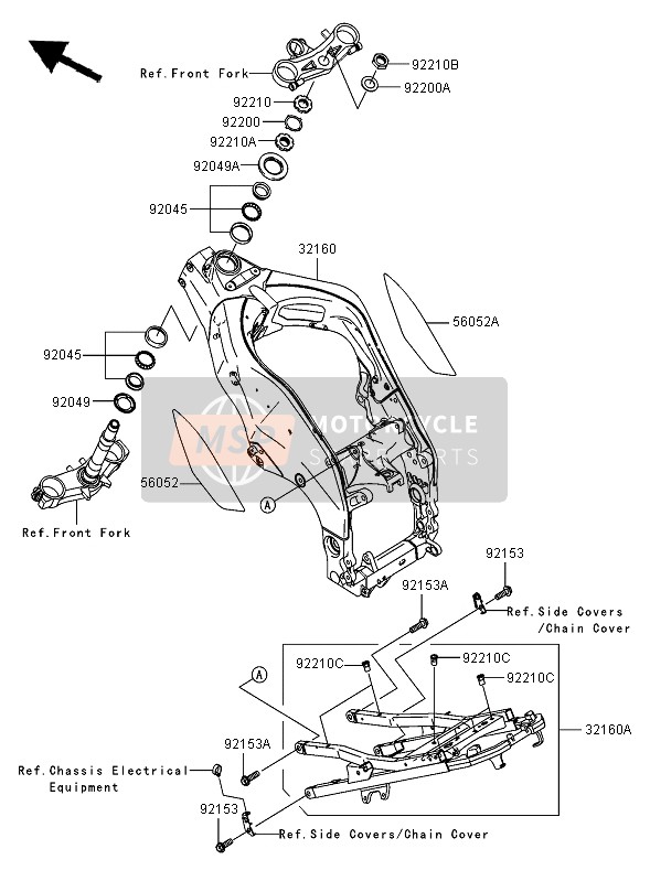 3216001328F, Telaio Anteriore, Kawasaki, 0