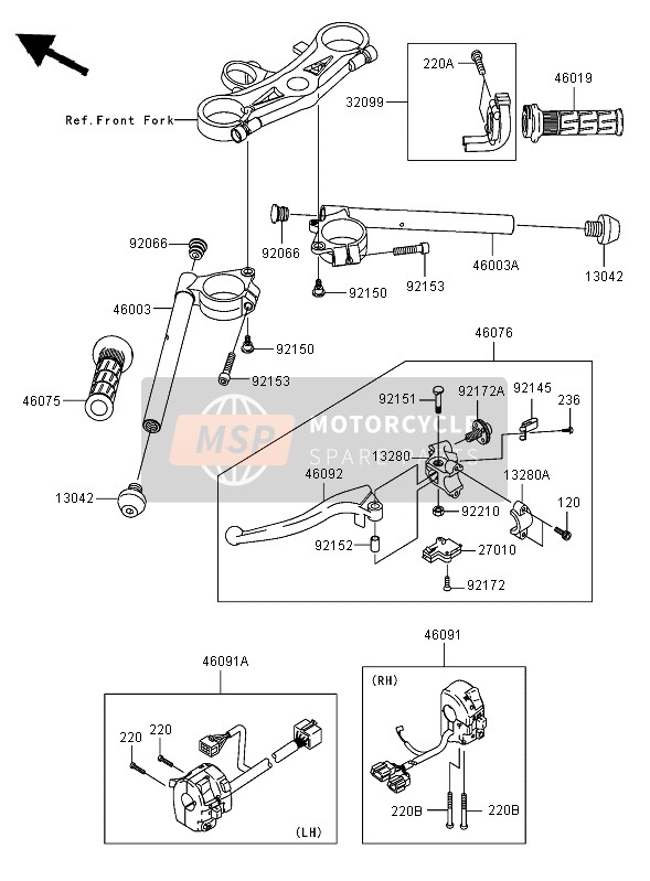 Kawasaki NINJA ZX-10R 2005 Handlebar for a 2005 Kawasaki NINJA ZX-10R