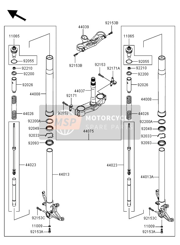 440130005, PIPE-FORK Inner,Lh, Kawasaki, 0