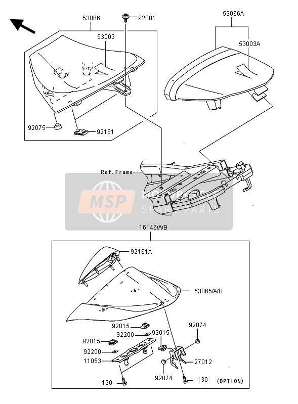 530030009MA, Leather, Rear Seat, Black, Kawasaki, 0