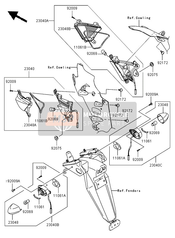 230400022, LAMP-SIGNAL,Fr,Rh, Kawasaki, 0