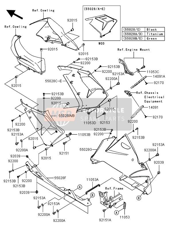 550280008777, Cowling,Cnt,Rh,L.Green, Kawasaki, 0