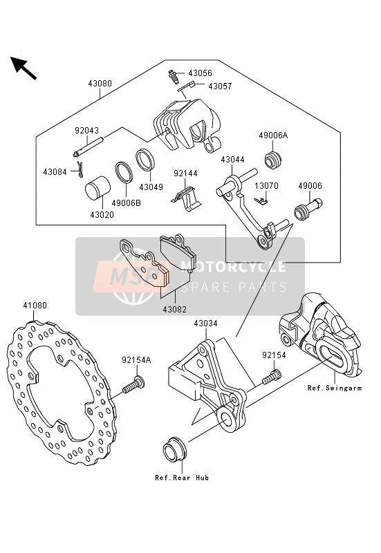 Kawasaki ER-6F 2013 Freno trasero para un 2013 Kawasaki ER-6F