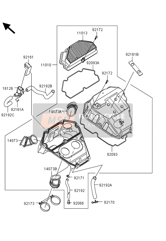 Kawasaki ER-6F ABS 2013 Luchtfilter voor een 2013 Kawasaki ER-6F ABS