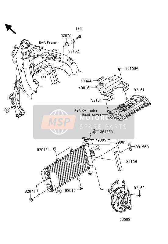 Kawasaki ER-6F ABS 2013 Termosifone per un 2013 Kawasaki ER-6F ABS