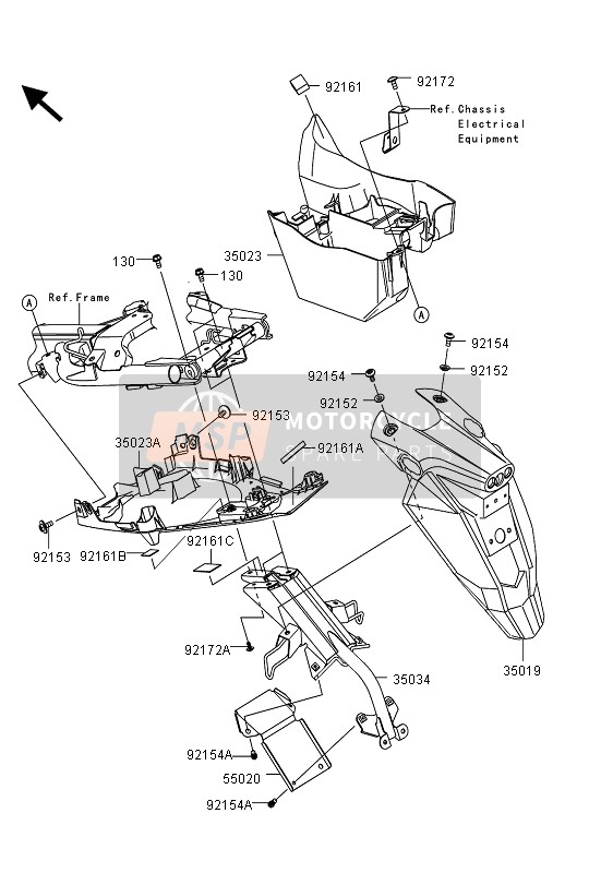 Kawasaki ER-6F ABS 2013 HINTERE(R) KOTFLÜGEL für ein 2013 Kawasaki ER-6F ABS